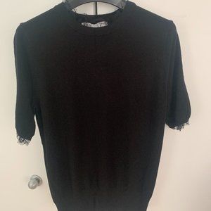 ZARA short-sleeved sweater with lace details SIZE L